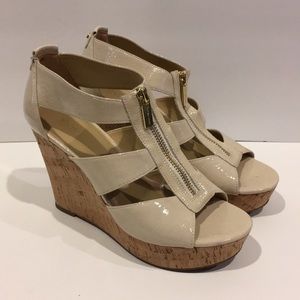 Michael Kors tan wedge zip up sandals